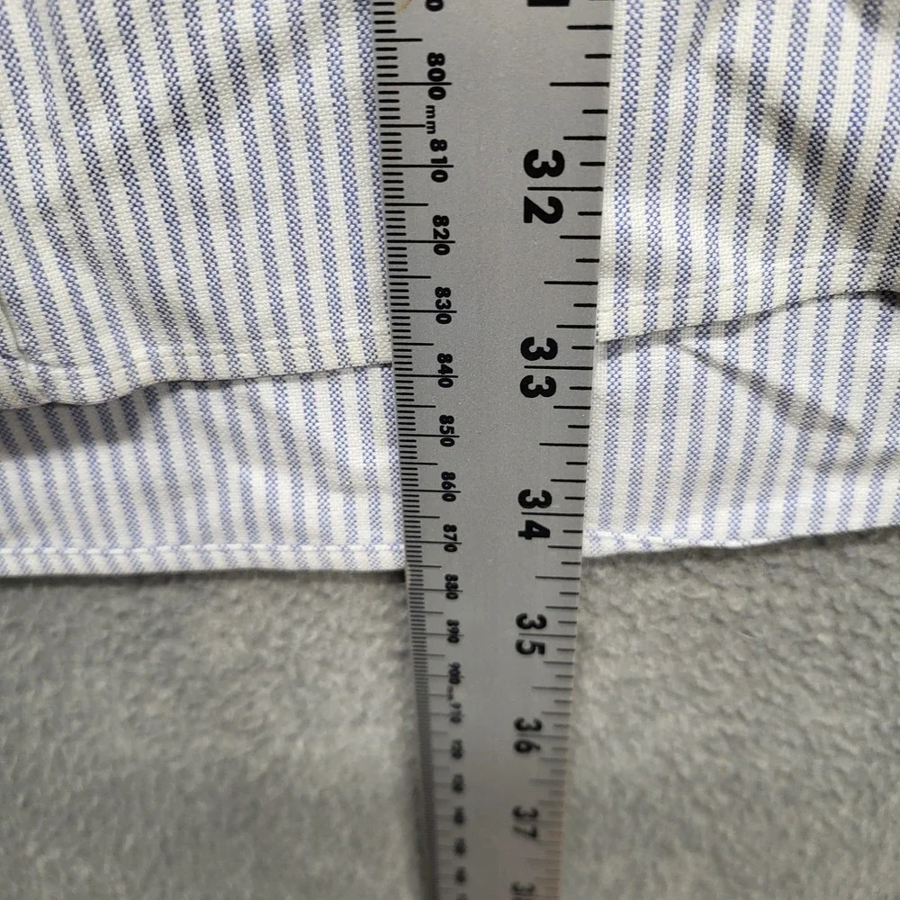 Ralph Lauren Men Button Up Shirt XL Blue Striped Blake Seersucker Short Sleeve
